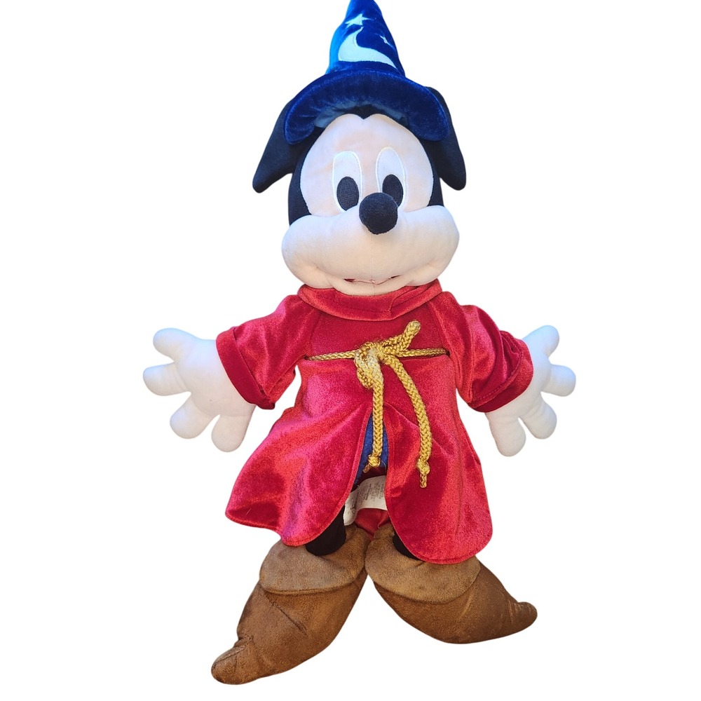 Disney Mickey‎ Mouse Sorcerer Apprentice Plush Toy Wizard Hat Red Robe fantasia